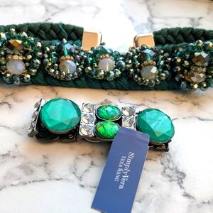 Vintage Elegant Green Gemstones Cocktail Bracelet With Choker.